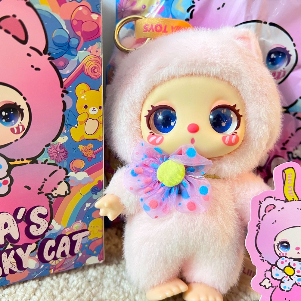 Liila’s Lucky cat V1 Series Plush Blind Keychain - Cherry Blossom Peach